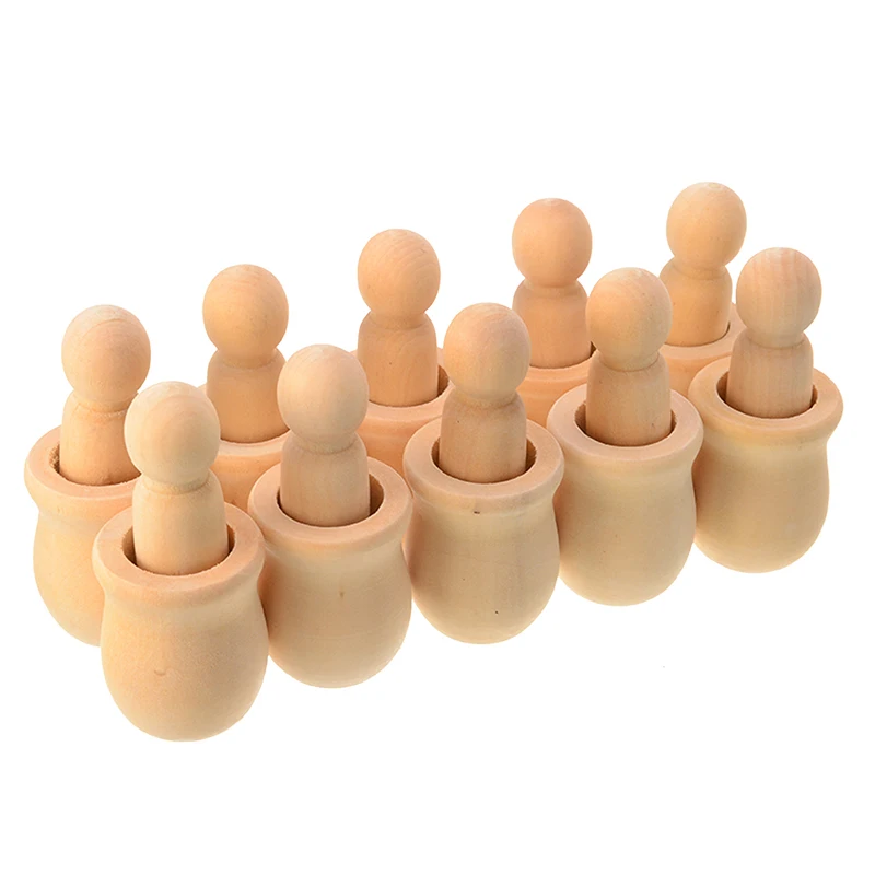 10 шт. ООН Краски ed деревянный колышек куклы Сделай Сам дерево ремесло людей