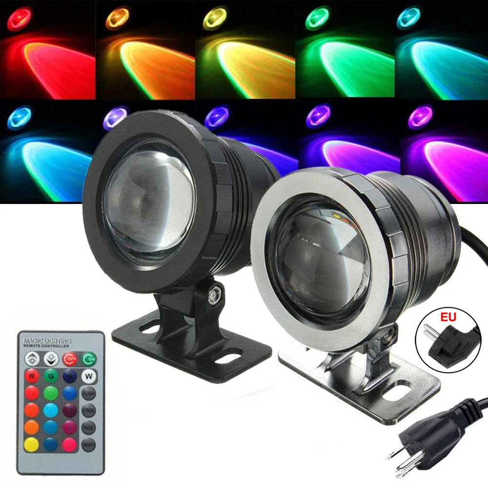 

LED Underwater Light 20W RGB EU/US Fountain Pond Remote Spotlights 16 Color Waterproof IP65 Aquarium Tank Lamp For Swimming Pool