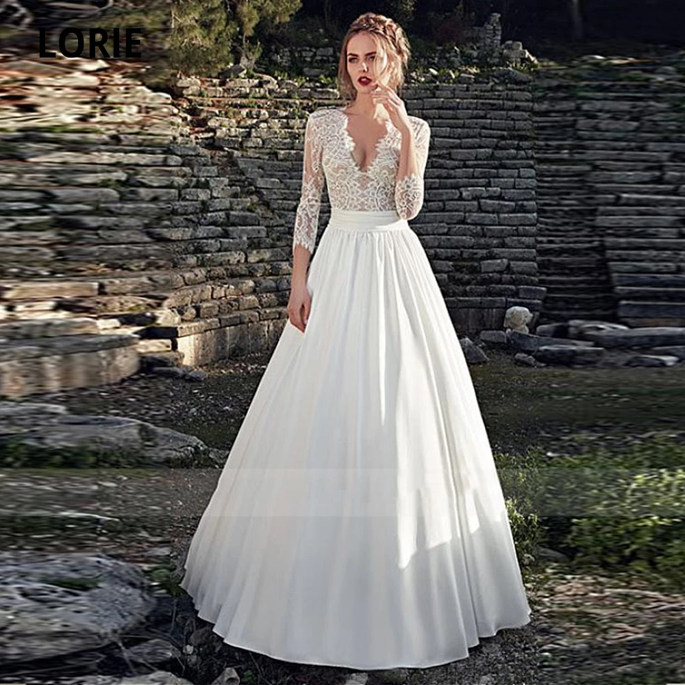 Booma шифоновые Свадебные платья с кружевной аппликацией свадебные Boho v образным