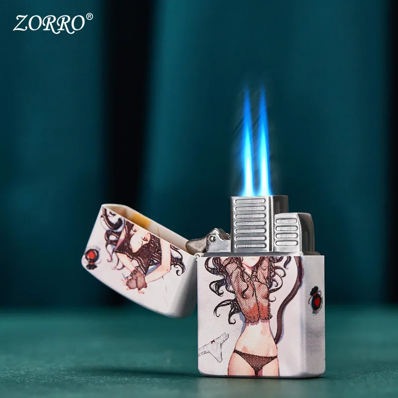 

New Inflatable Lighter Guochao Color Lacquer Cartoon Chinese Personality Windproof Gift Lighter Smoking Accessories Lighter