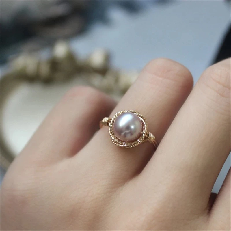 

14K Gold Filled Natural Purple Pearl Jewelry Knuckle Rings Boho Gold Rings Mujer Bague Femme Handmade Minimalism Women Jewelry