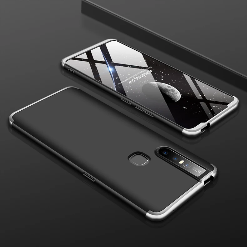 Sliver Black Silver ДЛЯ VIVO Y11 чехол VIVO Y11Cover 360 градусов полный корпус чехол VIVO Y11 чехол с закаленным стеклом - Цвет: Sliver Black Silver