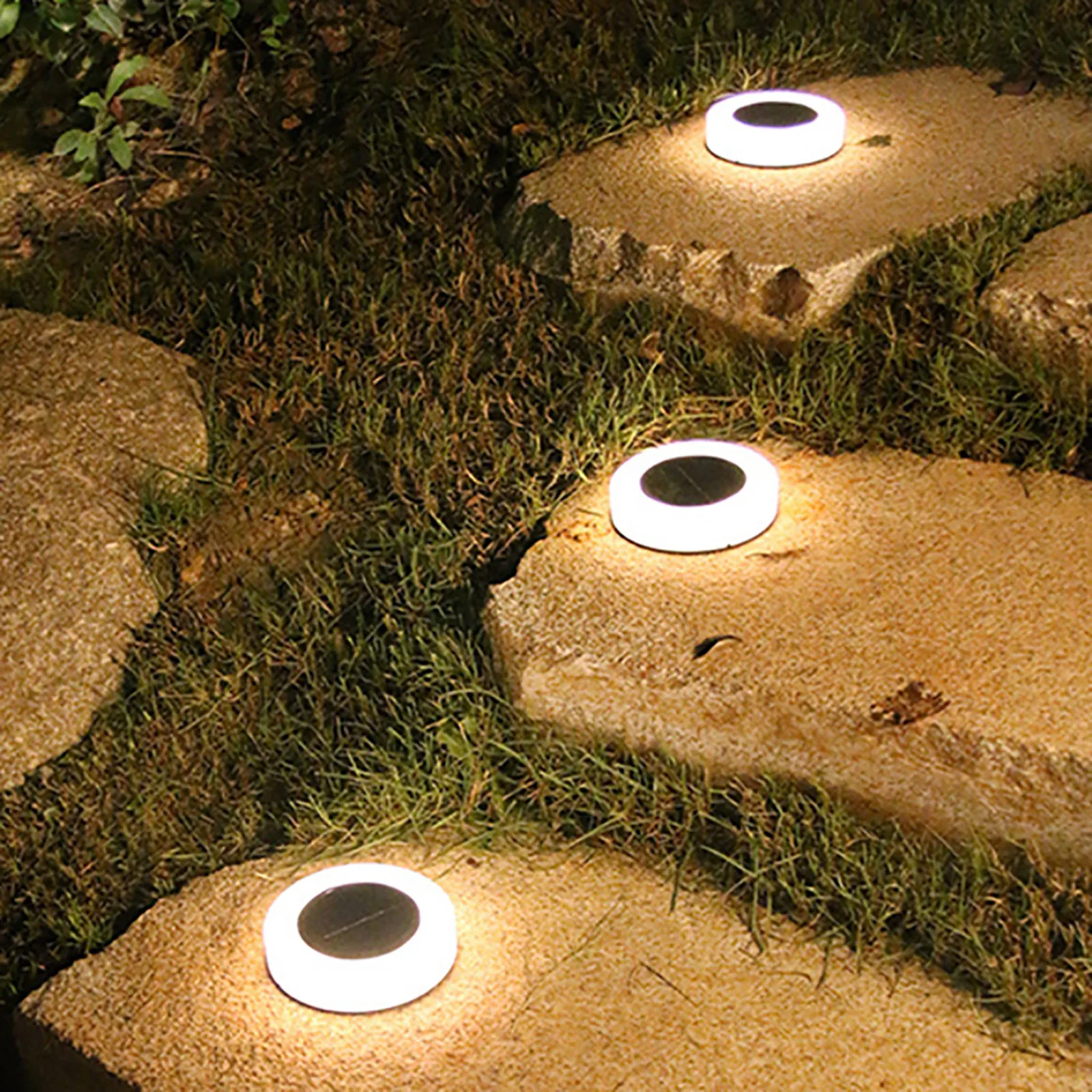 

4pc LED Solar Lawn Garden Light LED Solar Light Buried Solar Garden Light Waterproof Outdoor Walkway Floor Underground Spotlight