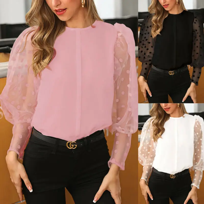 Женские топы в Корейском стиле 2019 прозрачные сетчатые Футболки с длинным рукавом