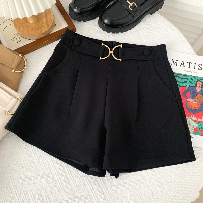 

Design Sense High Waist Slim Suit Shorts A-line Wide-leg Casual Pants Women 2021 Temperament All-match