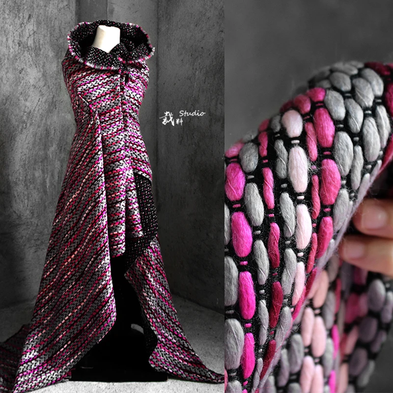 

Interwoven fabric color matching contrast wool texture coat designer original fabrics for patchwork