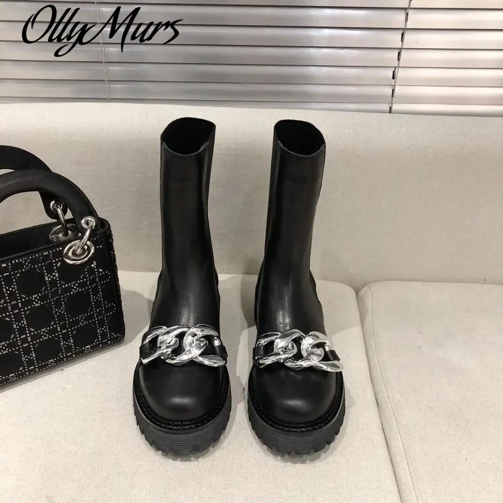 

Женские ботильоны из натуральной кожи, на танкетке