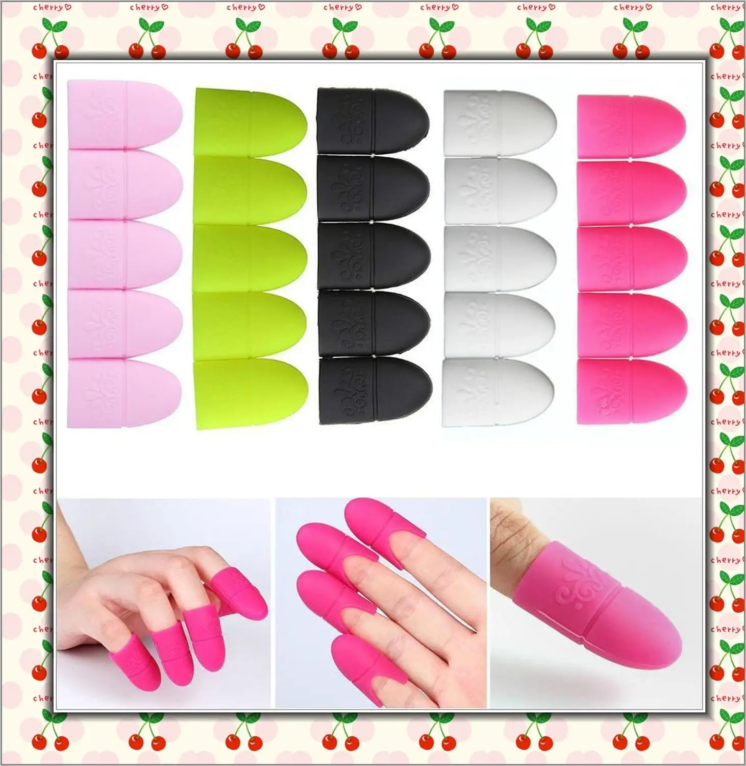 

10pc Nail Art Tips UV Gel Polish Remover Wrap Silicone Elastic Soak Off Cap Clip Manicure Cleaning Varnish Tool Reuseable Finger