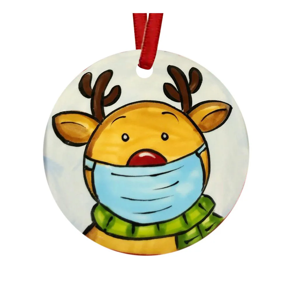 

1/5, 6 штук в партии, с героями мультфильмов деревянные подвесные Ношение маски Санта Клаус орнамент Рождественская елка украшения Xmas вечерни...