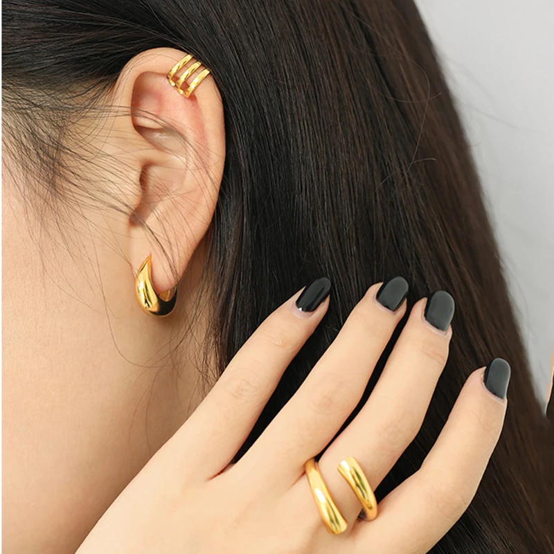 

INS Real 925 Sterling Silver Geometric Round Hoop Earrings For Fashion Women Classic Fine Jewelry 18k Gold Accessories Gift