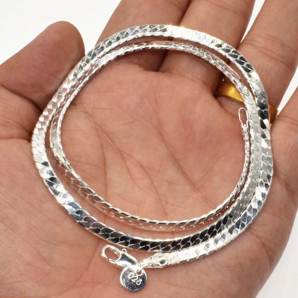 

1 шт., Женская цепочка из серебра 925 пробы, 4 мм, 20 дюймов