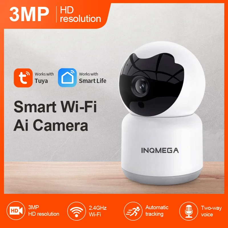 

INQMEGA 3MP Tuya IP Камера ИК Ночное видение двухстороннее аудио WI-FI Беспроводной домашней безопасности Камера видеонаблюдения ПЭТ Видеоняни и Рад...