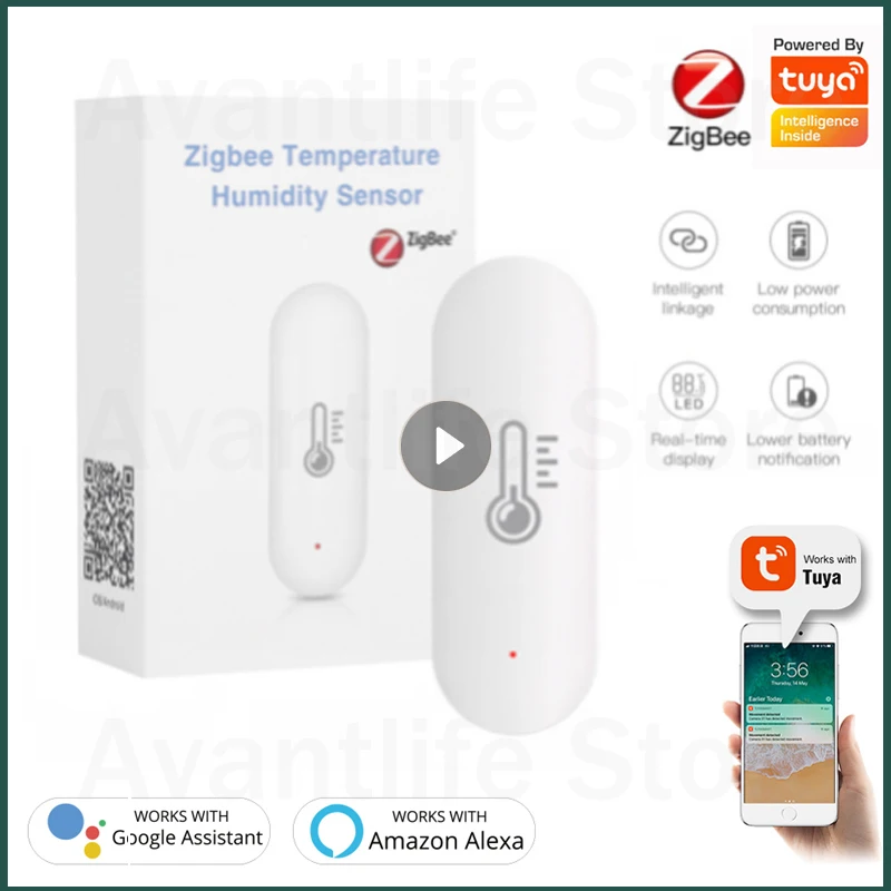 

Tuya/SmartLife ZigBee Smart Temperature And Humidity Sensor Intelligent Linkage Work With Alexa Google Home Smart Home
