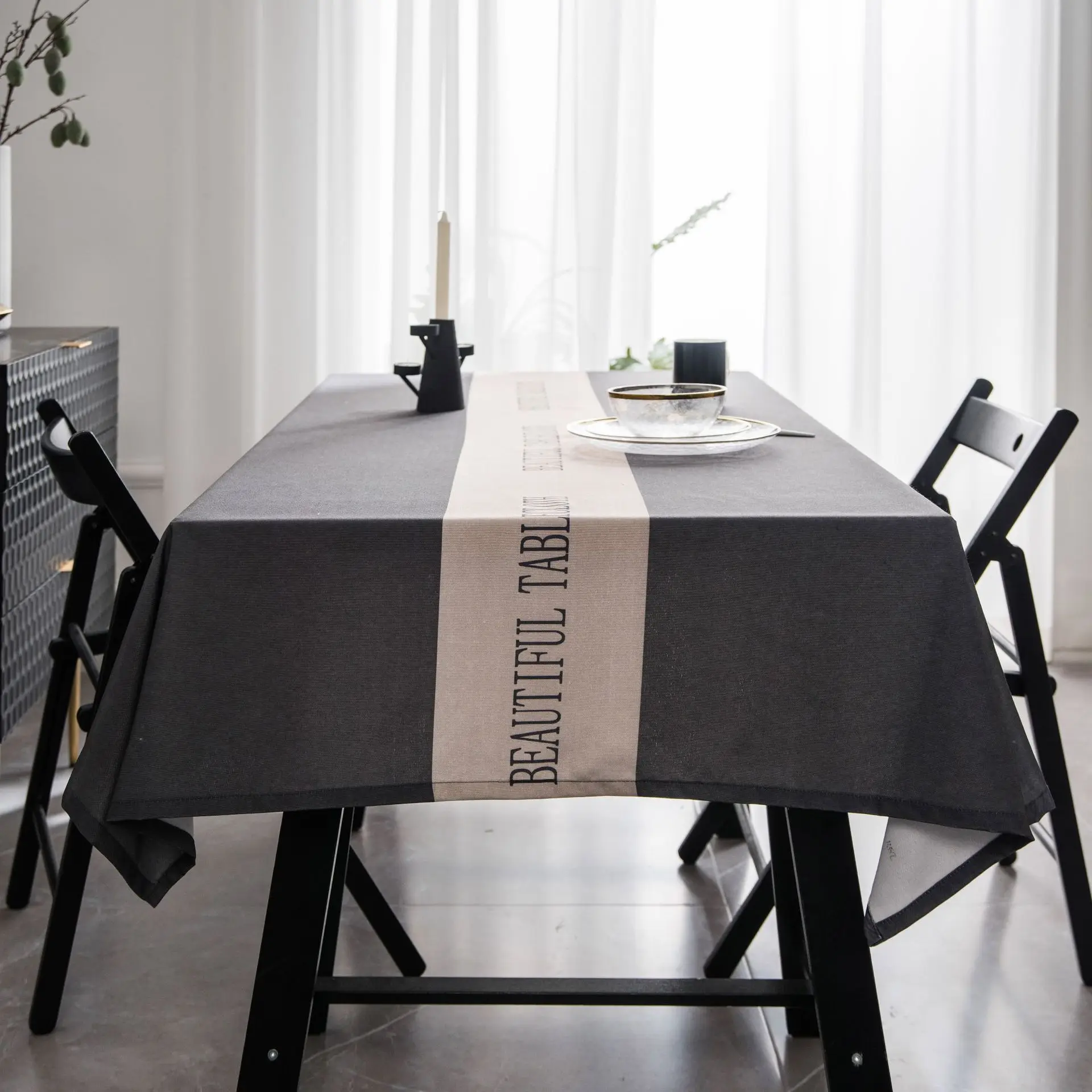 Водонепроницаемая полосатая скатерть из хлопка и льна не мнется выцветающие