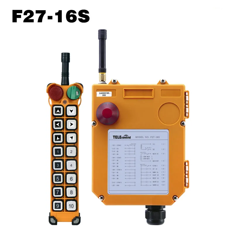 

36V 220V 380V AC Industrial Hoist Crane Remote Control F27-16S 16 Single Speed Buttons Lift Crane 1 transmitters 1receiver