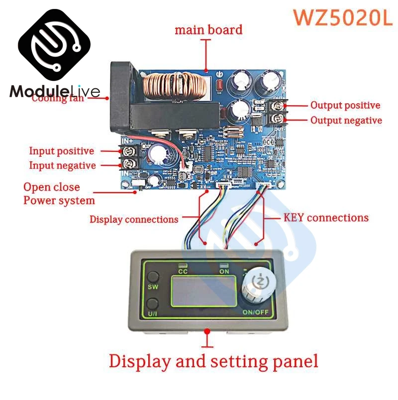 Понижающий преобразователь постоянного тока WZ5020L WZ5012L понижающий модуль питания CC CV 50 В 20 А 1000 Вт 600