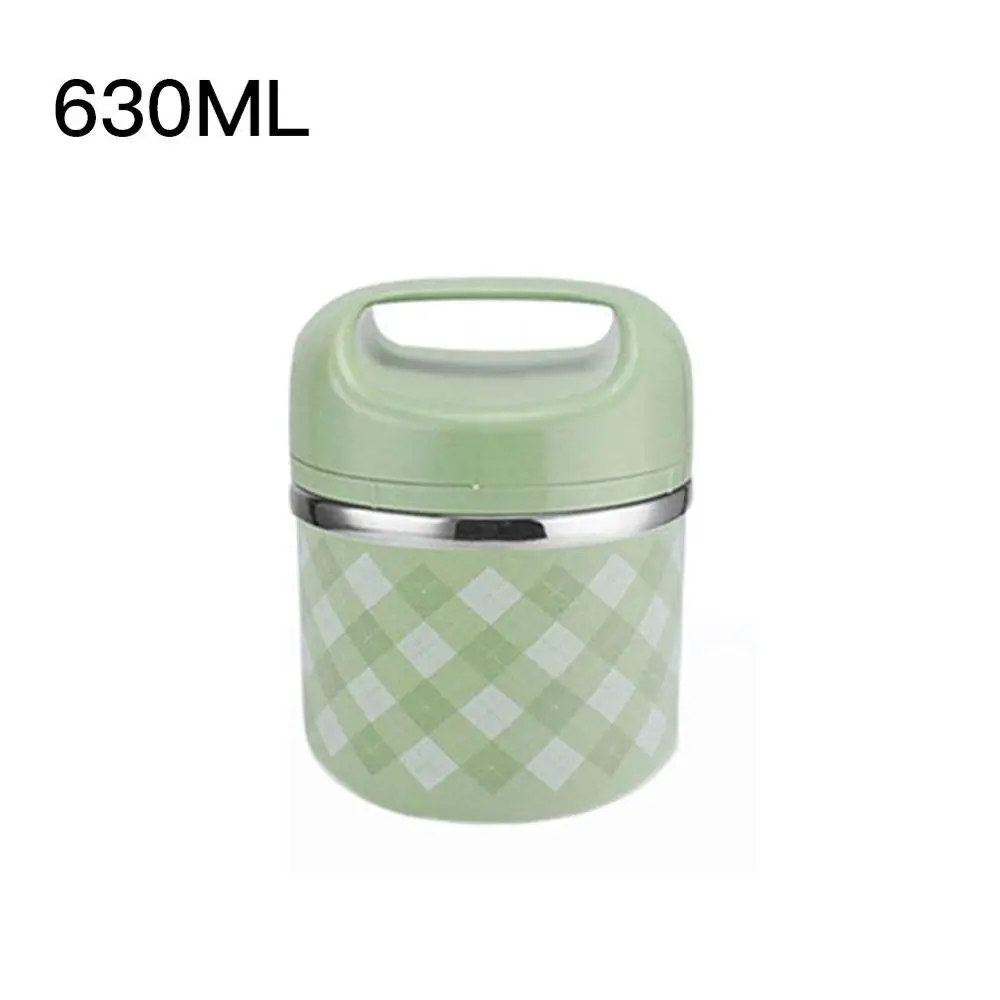 Green 630ML Портативный изолированный Ланч-бокс из нержавеющей стали, офисный Герметичный Термос, Ланч-бокс, контейнер для еды 630 мл/960 мл/1260 мл - Цвет: Green 630ML