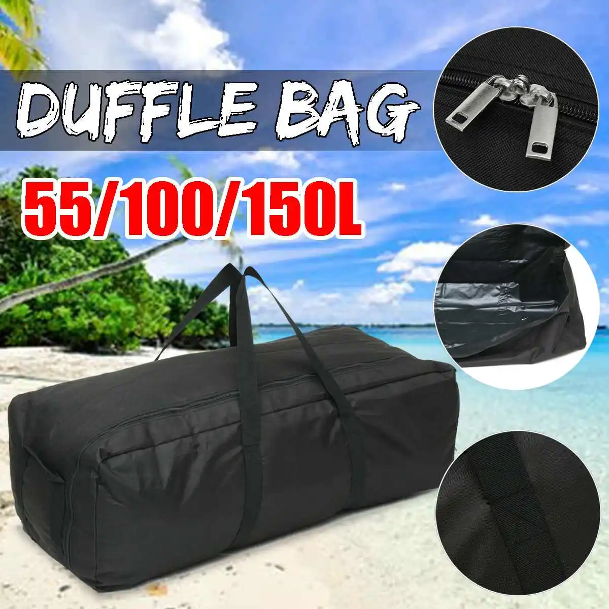 150L 100L 55L Gym Bag Outdoor Unisex Black Large Capacity Folding Duffle Travel Gym Weekend Overnight Bag Waterproof Sport Bags