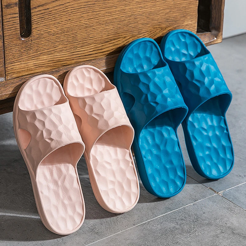 

Bathroom Slippers Women EVA Non-slip Summer Slippers Water Cube Flat Indoor Slippers Home Soft Casual Shoes Woman