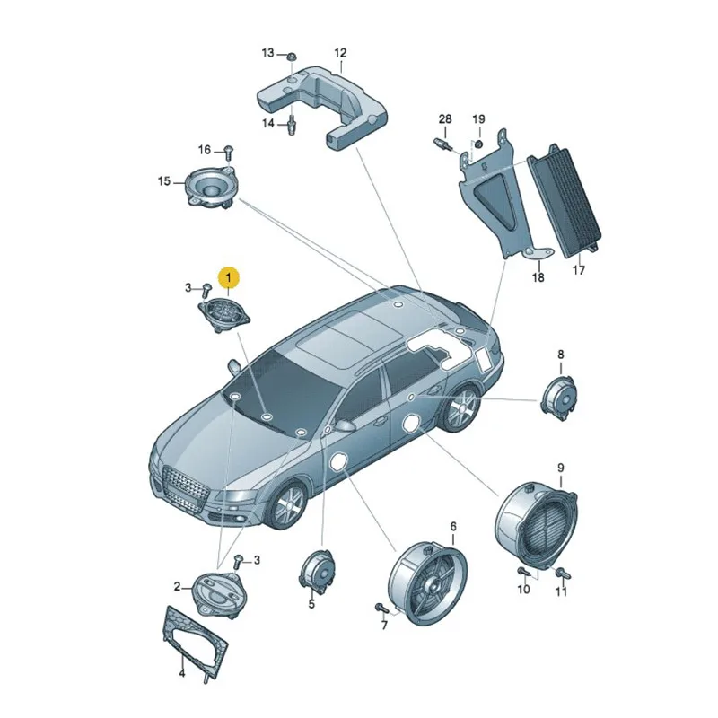 OEM Среднечастотный динамик приборной панели для AUDI A4 A5 Q5 8R0 035 397