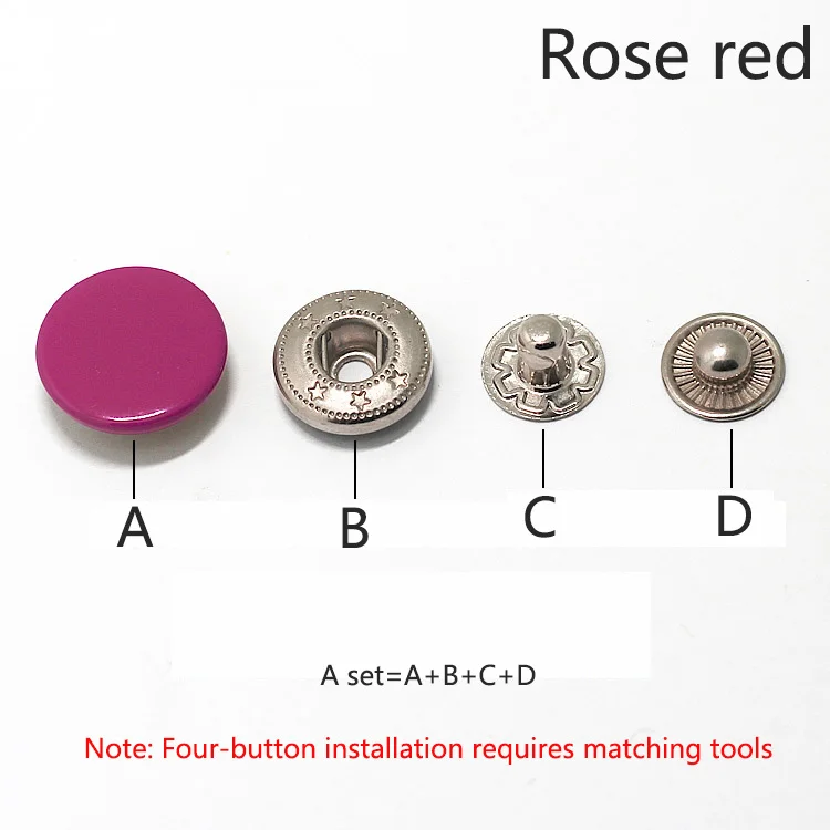 Rose red Поддерживает хранение 20 10/12/15/17 мм Ретро Металлические Кнопки для Костюмы застежка-молния Пресс серьги-гвоздики пряжки ювелирные изделия DIY одежда аксессуары для шитья D3-6 - Цвет: Rose red