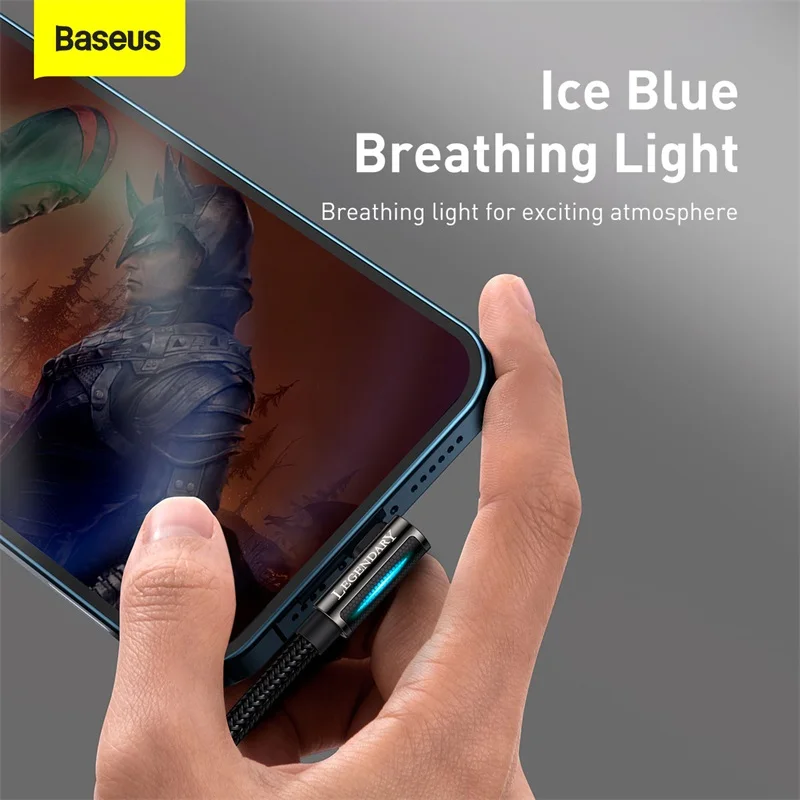 USB-кабель Baseus со светодиодной подсветкой для iPhone 12 Pro Max XS XR зарядное устройство с