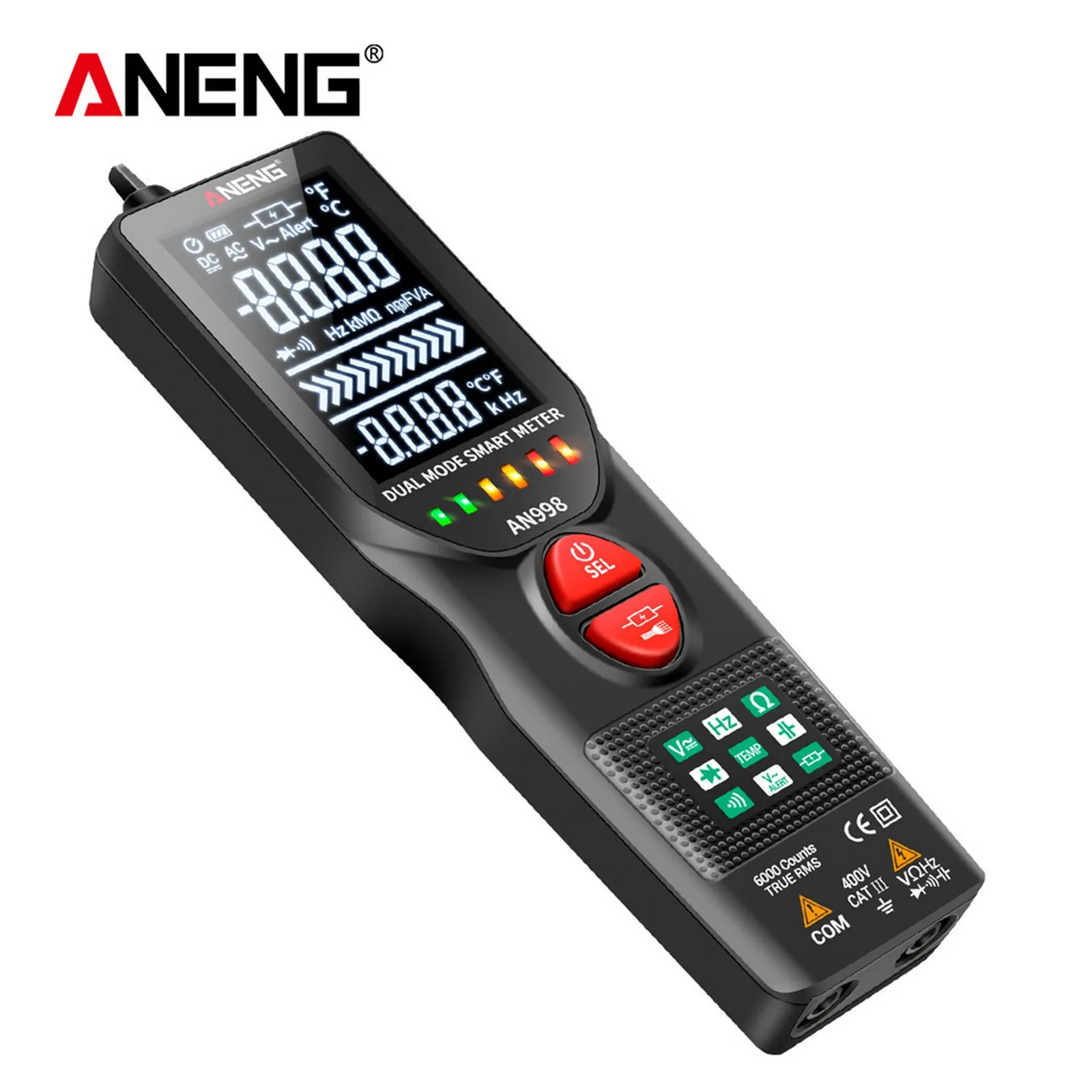 

AN998 Digital Multimeter Automatic 6000 Counts Battery Meters Eletric Auto Ranging AC/DC Voltmeter Temp Ohm Voltage Tester