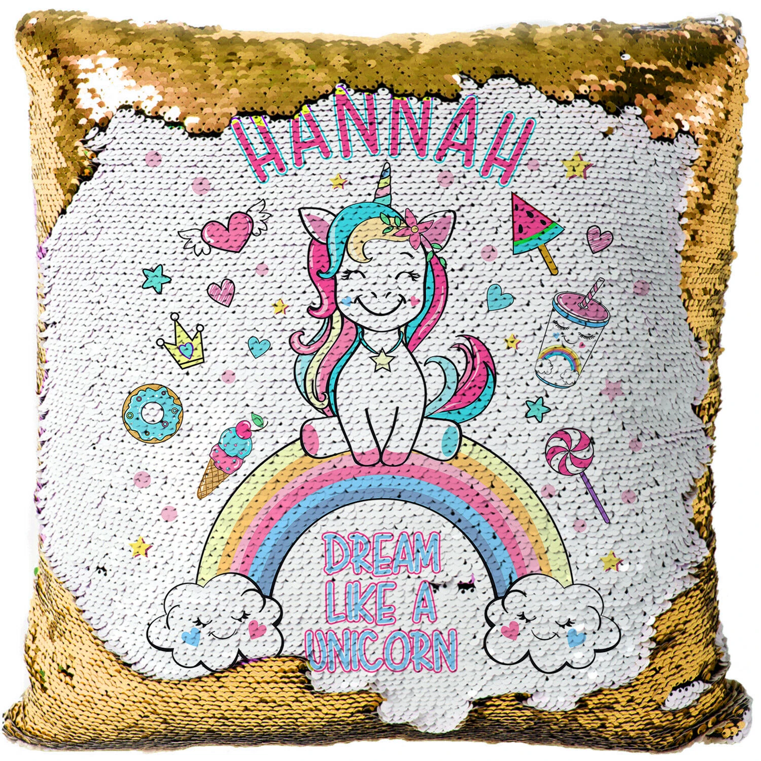 Персонализированная подушка со стразами в виде единорога блестящая Подушка с