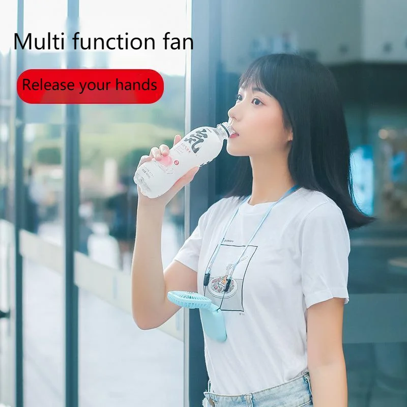 

New handheld Fan USB Mini Fan silent desktop folding lazy neck fan gift