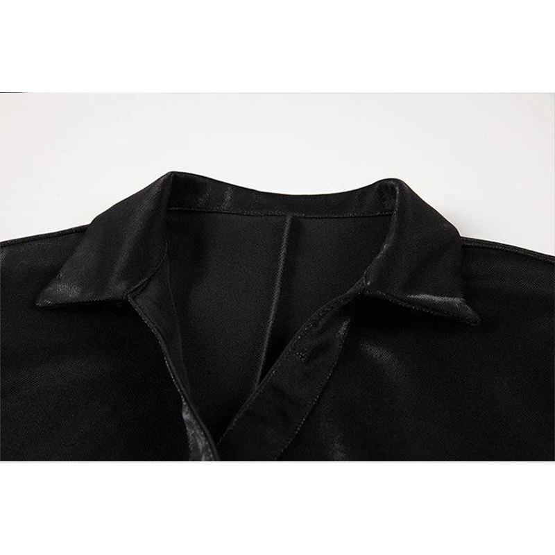 Женская рубашка-поло с вышивкой Повседневная Свободная черная длинным рукавом в