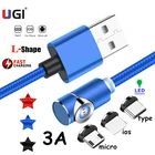 Магнитный кабель UGI 3A для быстрой зарядки, L-образный кабель QC3.0 Type C USB C для телефонов IOS, кабель Micro USB для синхронизации данных для Samsung Oneplus