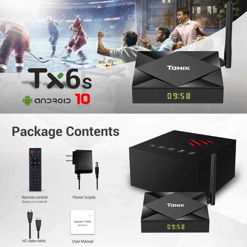 

Android 10 TV BOX Tanix TX6S Allwinner H616 Mali-G31 MP2 4G 32G/64G Wifi Wireless Set Top Box 4K Youtube 2G8G TV Box