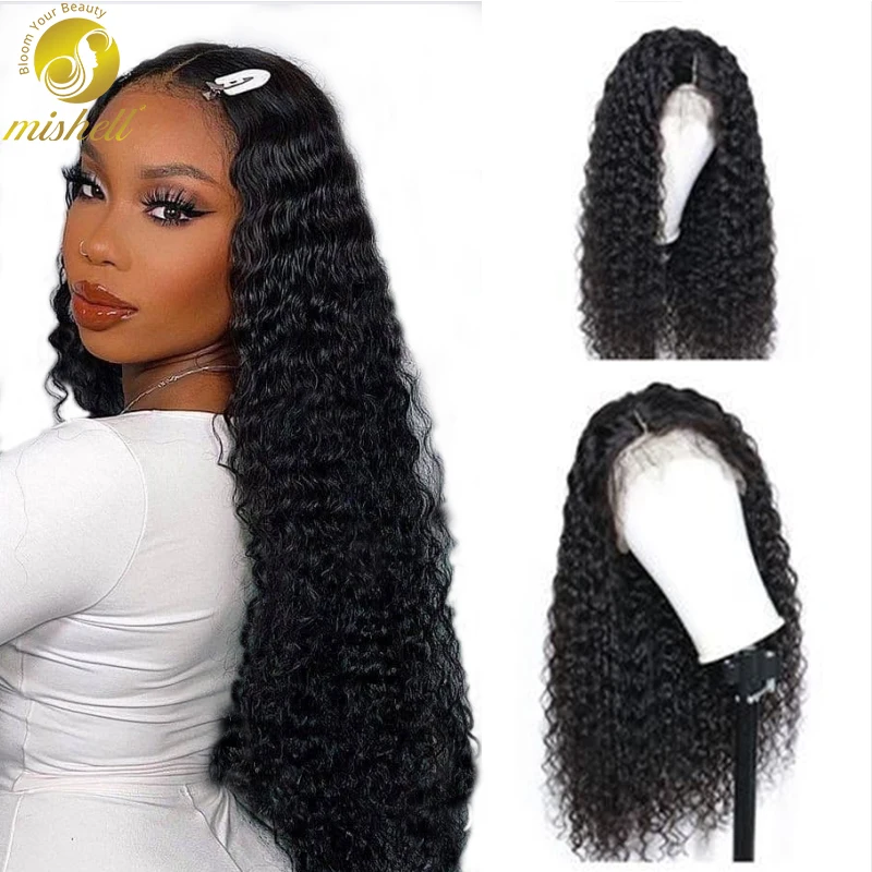 Mishell Human Hair Lace Frontal Wigs Curly Deep Wave 180 Lace Front Wig Pre Plucked Bleached Knots Wigs Remy Hair