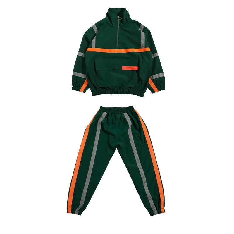 

Children'S Hip Hop Dance Costumes Autumn Street Dance Suits For Girls Jazz Dance Costumes Boys Green Suit Rave Clothes DQS2981