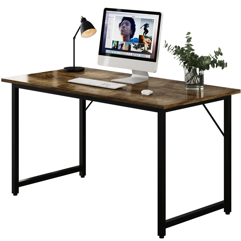 

Компьютерный стол в простом промышленном стиле, письменный стол для дома и офиса, черная металлическая рамка, древесный уголь