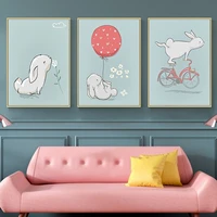 cartoon animal frameless only core nordic style elephant rabbit balloon childrens room decoration painting canvas painting