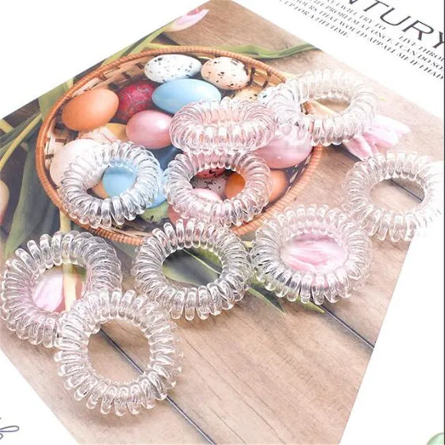 5/10pcs Transparent Popular hairwear  telephone wire hair band hair rope wholesale hair accessories for women elastic hairband 1