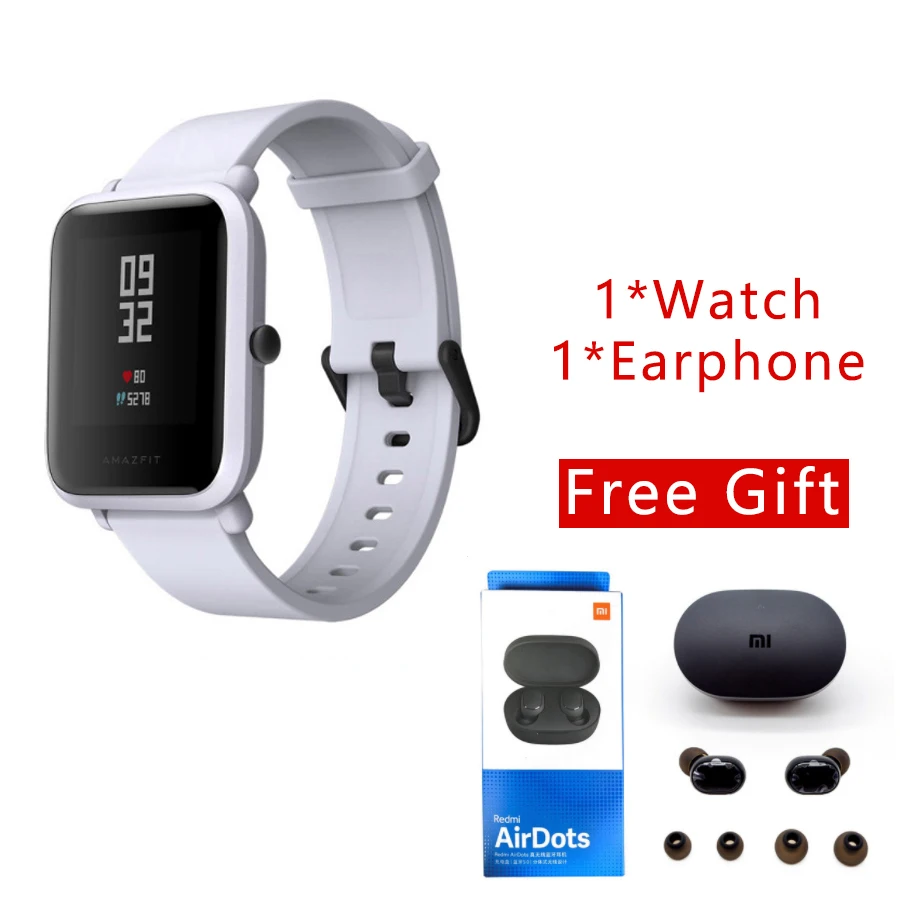 [Официальный] Смарт-часы Xiaomi Amazfit bip для мужчин и женщин Huami amzfit bip SmartWatch Bluetooth сердечного ритма 45 дней в режиме ожидания IP68+ gps - Цвет: GPS White Cloud-air