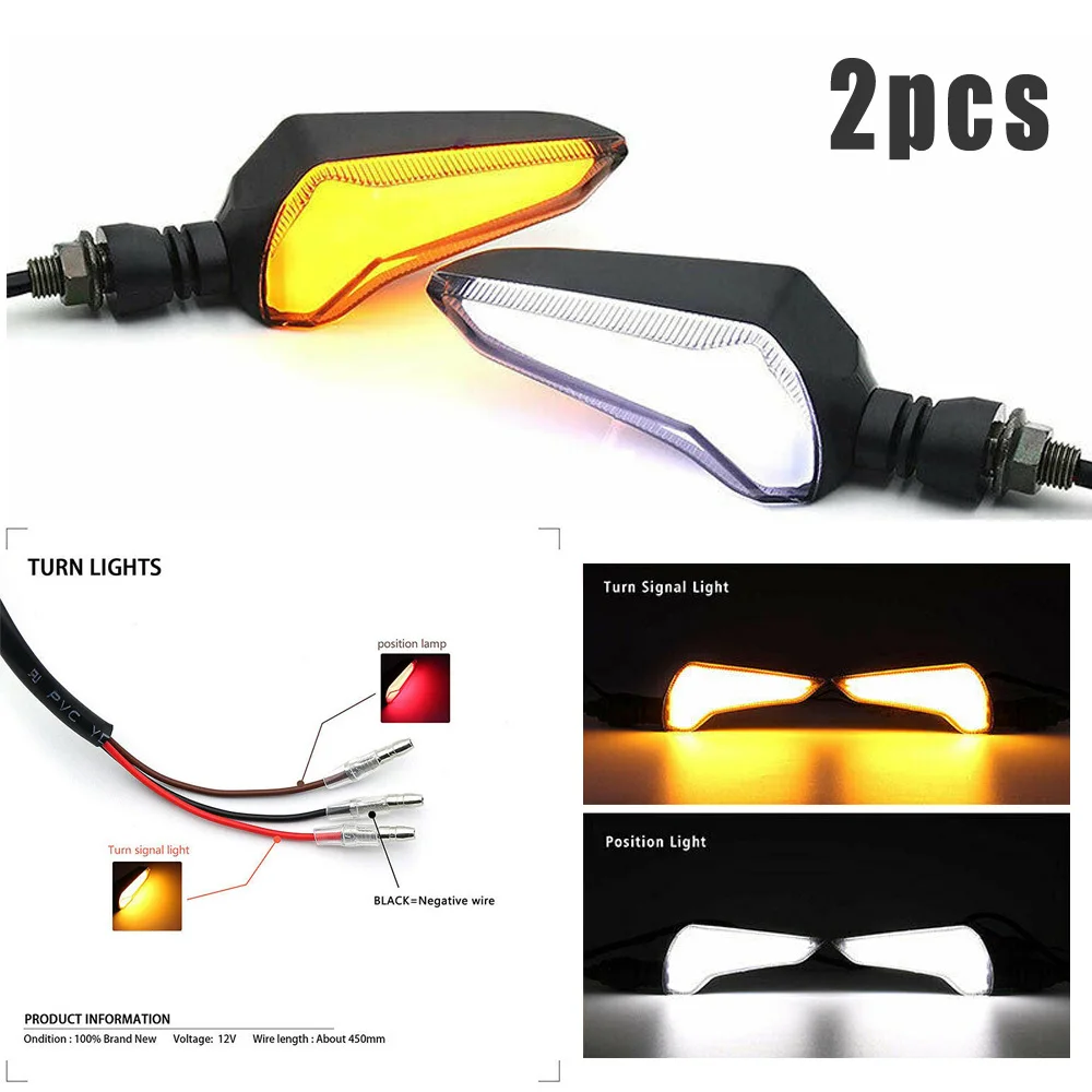 1 пара DC 12V Мотоцикл Янтарный/белый светодиодный светильник вспышка поворотник