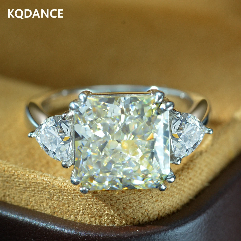 

Orginal S925 sterling silver with big Cushion 10*10mm Simulated 5 Ct Moissanite Diamond Rings Jewelry For Women 2021 Trend New