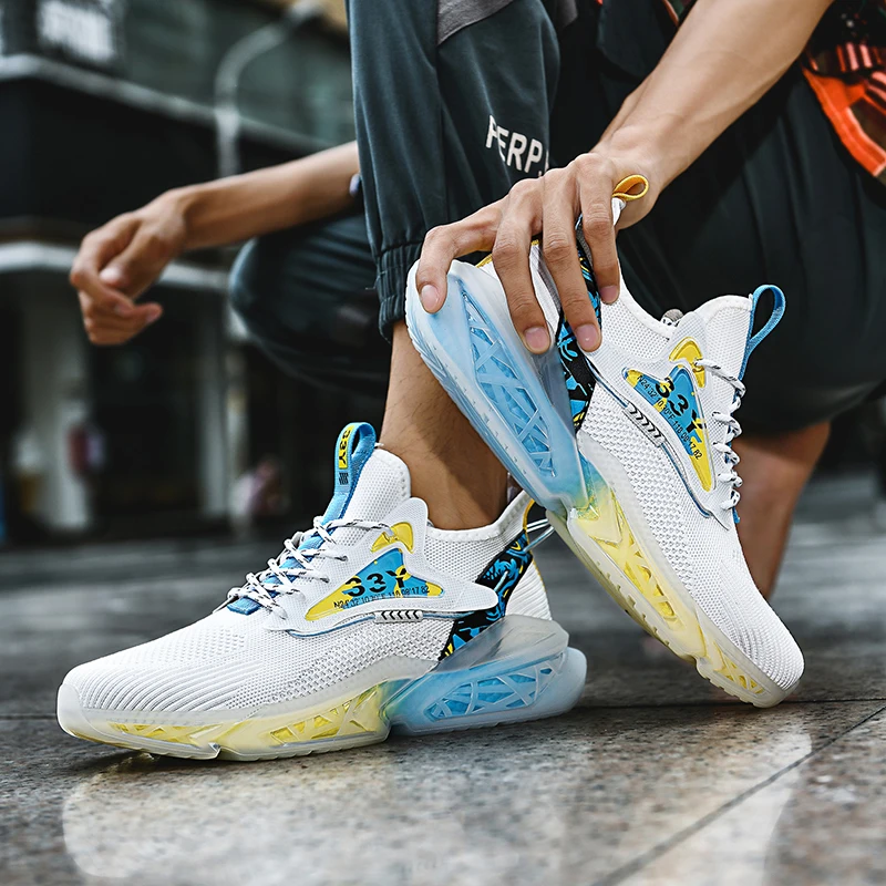 

Mens Non Slip Jogging Sports Shoes Breathable Lace Up Running Shoes Outdoor Wear-resistant Comfortable Fashion Sneakers