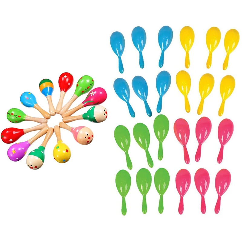 

36 Pcs Sand Ball Kindergarten Educational Early Education Rattles and Vocal Musical Instruments, 12 Pcs A & 24 Pcs B