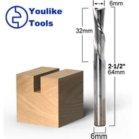 6mm shank 6 dia 2 flute upcut spiral end mill cnc router bit solid carbide spiral end mill for wood cutting milling cutters