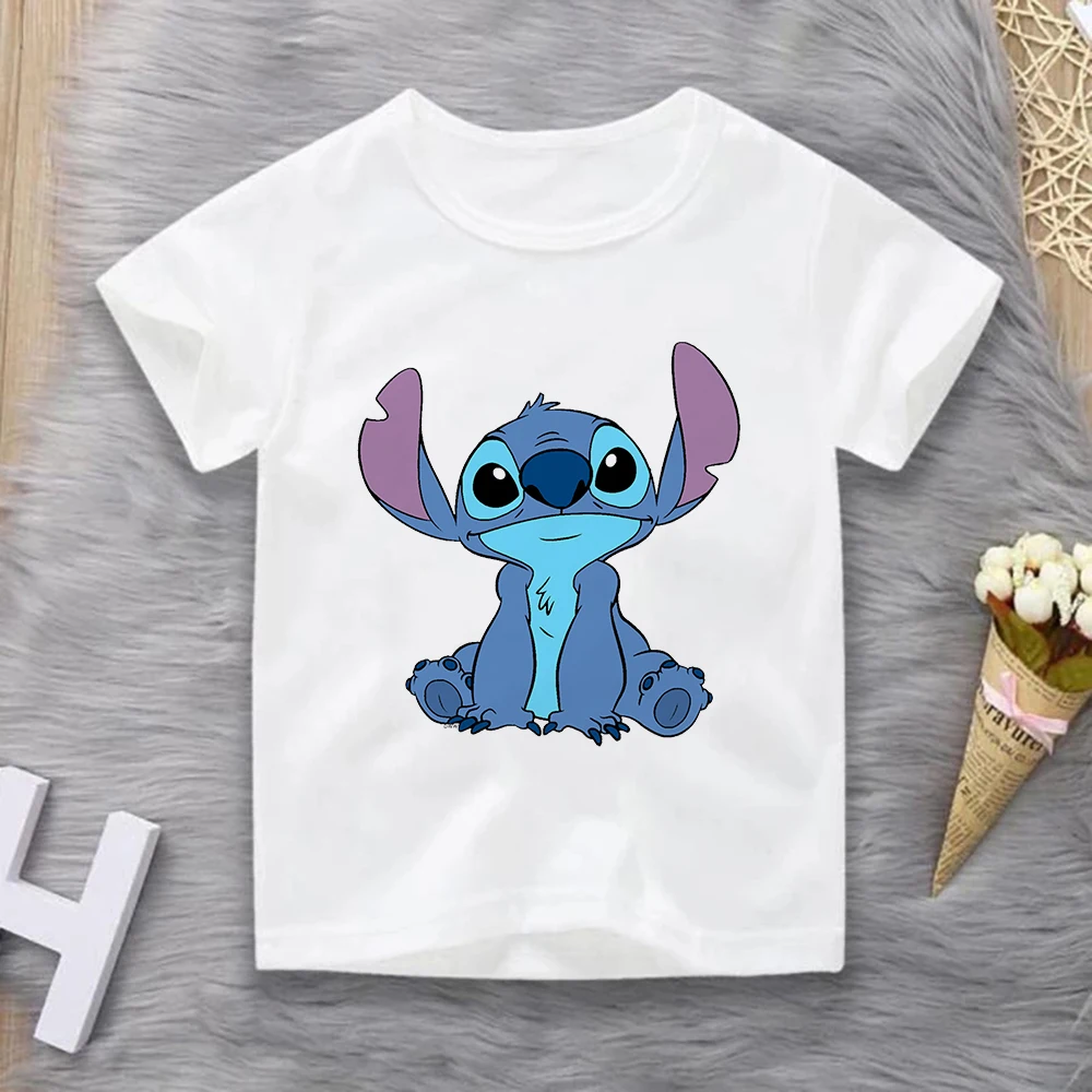 Kids Tshirt Disney Cartoon Lilo&Stitch Tops For Girls Costume Summer Fashion Ullzzang Baby Short Sleeve Boy Clothes T shirt
