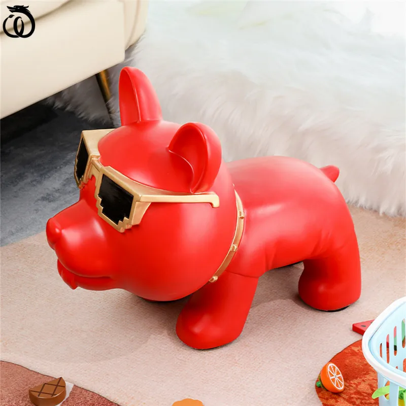

WU CHEN LONG Modern Cute Art Husky Sculpt Animal Dog Feet Step Stool Home Decor Resin Craft Doorway Footstool Decoration R6359