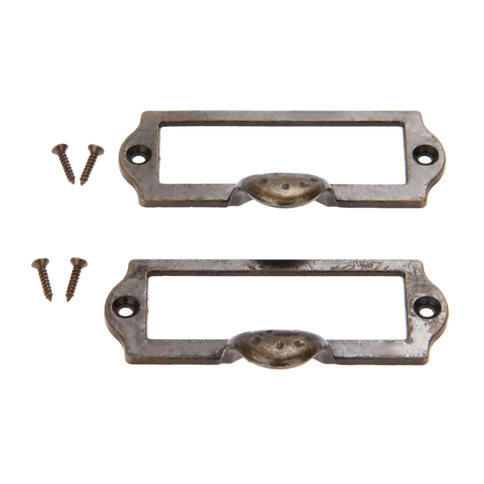 DRELD 2Pcs Antique Brass Zinc Alloy Label Pull Frame Handle File Name Card Holder For Furniture Cabinet Drawer Box Bin 87*45mm |