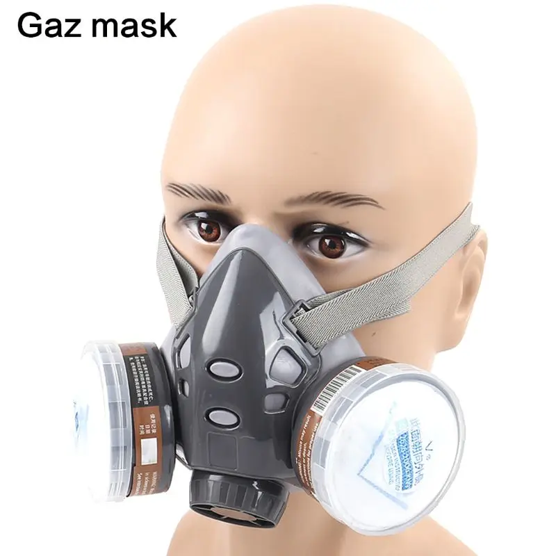 Self-priming filter gas mask full face protective Respirator Activated ...