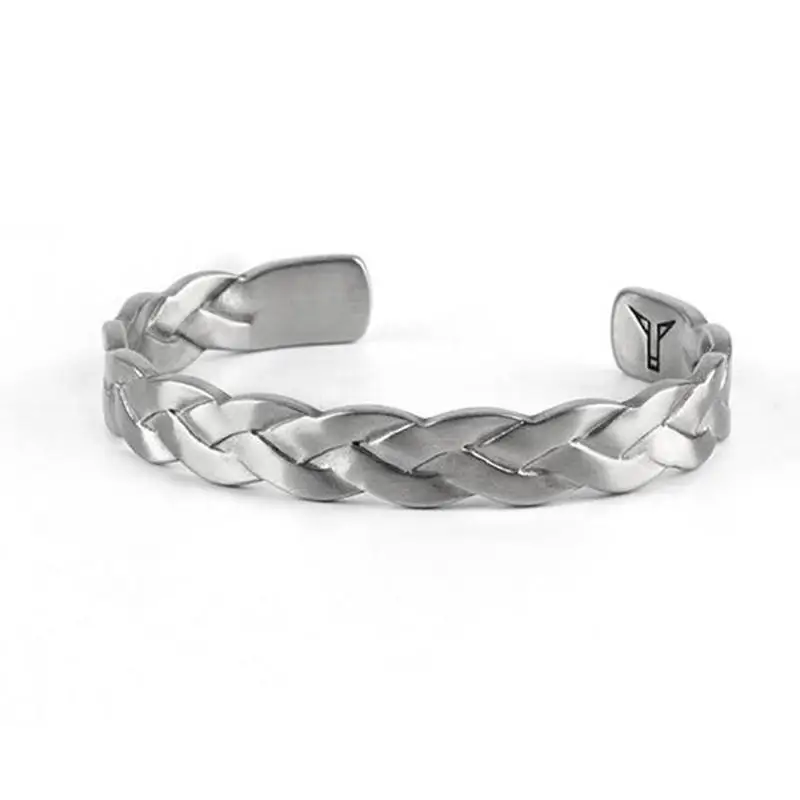 

Exquisite Silver Color Braided Striped Bracelet Opening Adjustable Size Bracelet Retro Trend Men's Bracelet Jewelry Gift