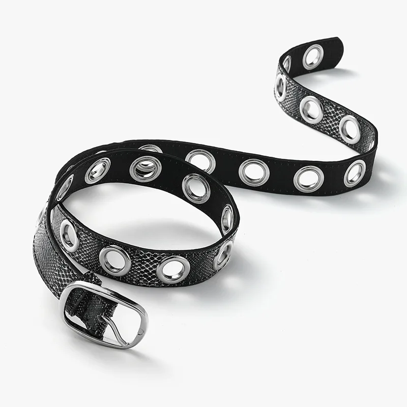 Женский ремень из змеиной кожи с заклепками и декоративным поясом для осеннего