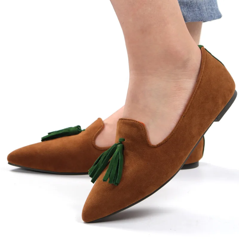 2021 New Tassel Women Shoes Moccasins Spring Autumn Suede Boat Loafers Shoes Light Slip-on Drive Flats Low-top Female Shoes